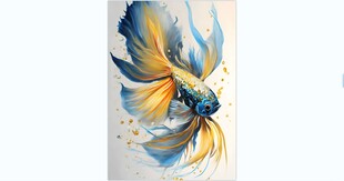 油画锦鲤装饰画