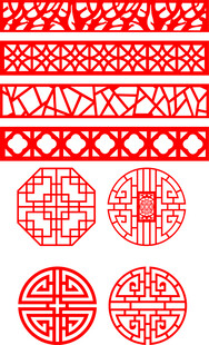 中式花纹 雕刻窗花格 镂空隔断