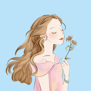 闻花香的女生