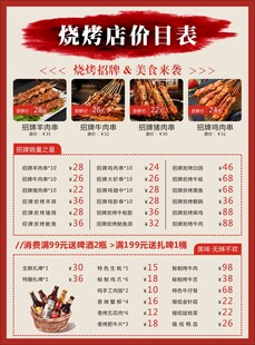 烧烤价目表