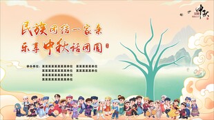民族团结一家亲中秋海报