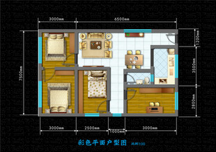 彩色平面户型图