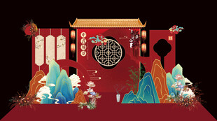 红色中国风国潮美陈