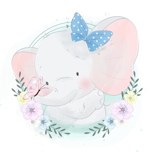  梦幻可爱卡通动物插画