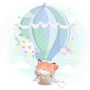  梦幻可爱卡通动物插画