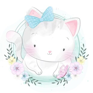  梦幻可爱卡通动物插画