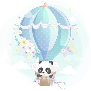  梦幻可爱卡通动物插画