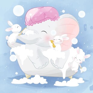  梦幻可爱卡通动物插画