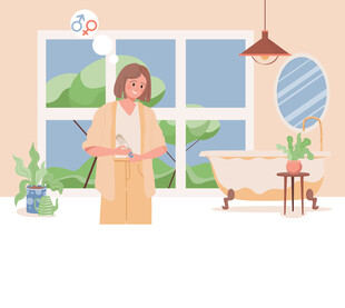 矢量人物生活场景插画