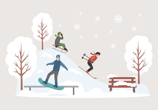 滑雪人物插画