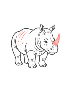 线描河马插画
