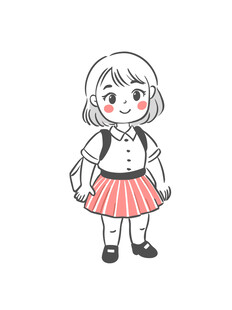 线描小学生插画