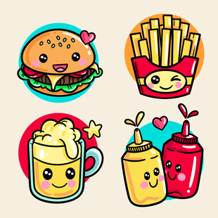 创意美食卡通插画