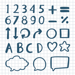 数字字母涂鸦形状图案元素