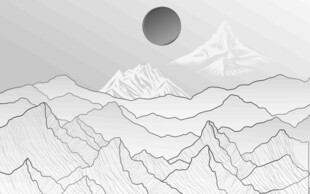 线条山水新中式背景墙 