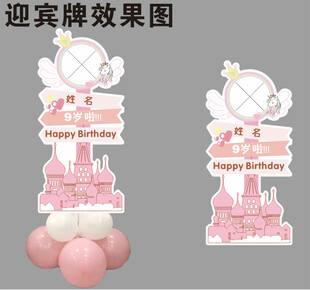 粉色生日迎宾牌