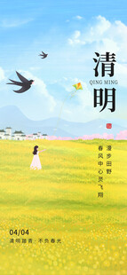 清明节踏青油菜花海报
