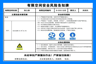 除尘器有限空间安全风险告知牌