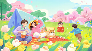 春季场景插画