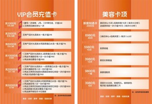 美容店 会员充值价目表