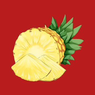 手绘菠萝水果