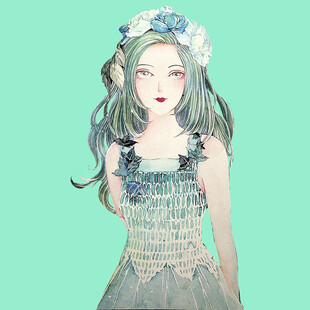 手绘鲜花女孩