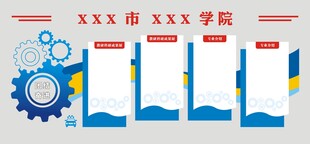 学院简介 成果展蓝色背景墙