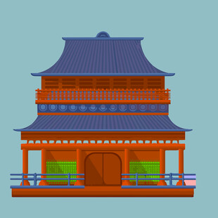 手绘古代建筑