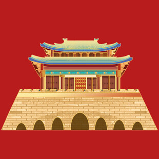 手绘古代建筑
