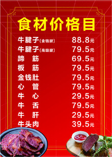 牛肉类食材价格表