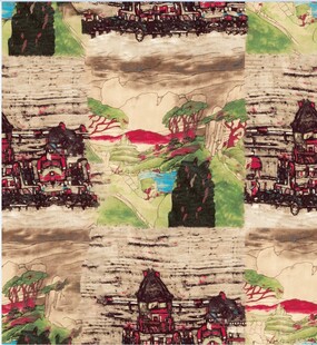 拼接 手绘花 扎染 定位