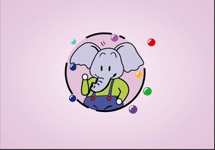 大象  卡通手绘  logo 