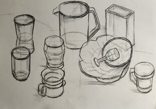 素描器皿静物结构