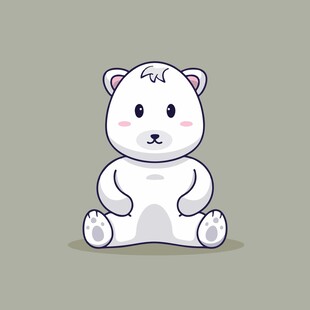 坐着的卡通北极熊