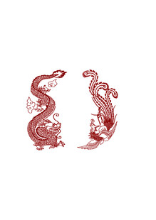 龙凤呈祥 矢量 线条 