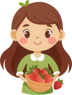 女孩送草莓