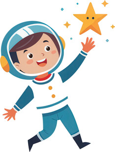 男孩扮宇航员摘星星