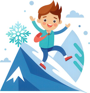 玩耍玩具的孩子登雪山