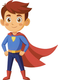 男孩扮超人充满英雄气概免抠