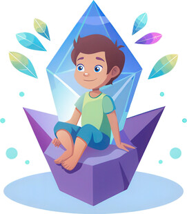 男孩坐水晶椅子奇妙冒险免抠