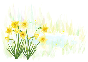 卡通手绘水仙花插画元素
