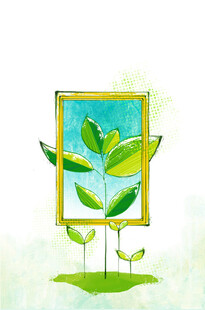 绿植壁画卡通抽象插画