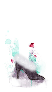 手绘水彩女性高跟鞋插画