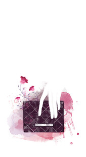 手绘水彩美女与钱包插画