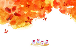 秋天枫叶风景插画背景