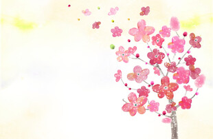 手绘水彩梅花图案插画
