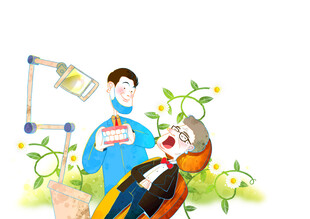牙齿健康补牙假牙医疗服务插画