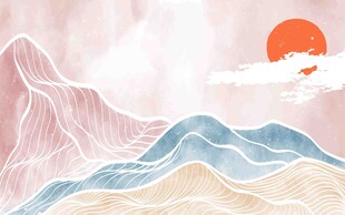  新中式山水背景墙  