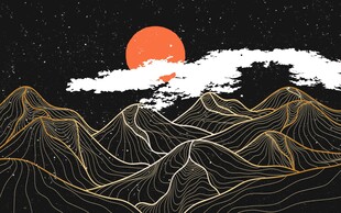   轻奢线条山水背景墙  