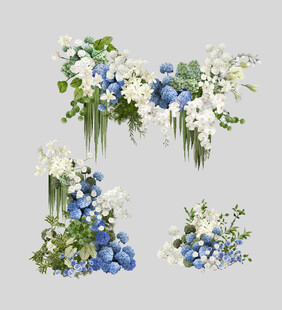 白蓝色婚礼花艺